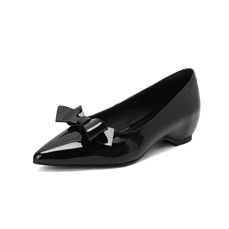 Wholesale Patent Leather Hidden Wedge Bow Pumps Factory Quotes, Products