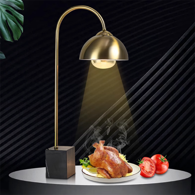 Restaurant Single Head Buffet Utensils Silver Food Insulation Lamp Preservation Light Infrared Heating Lamp Kitchen Catering Buffet Food Warmer Lamp