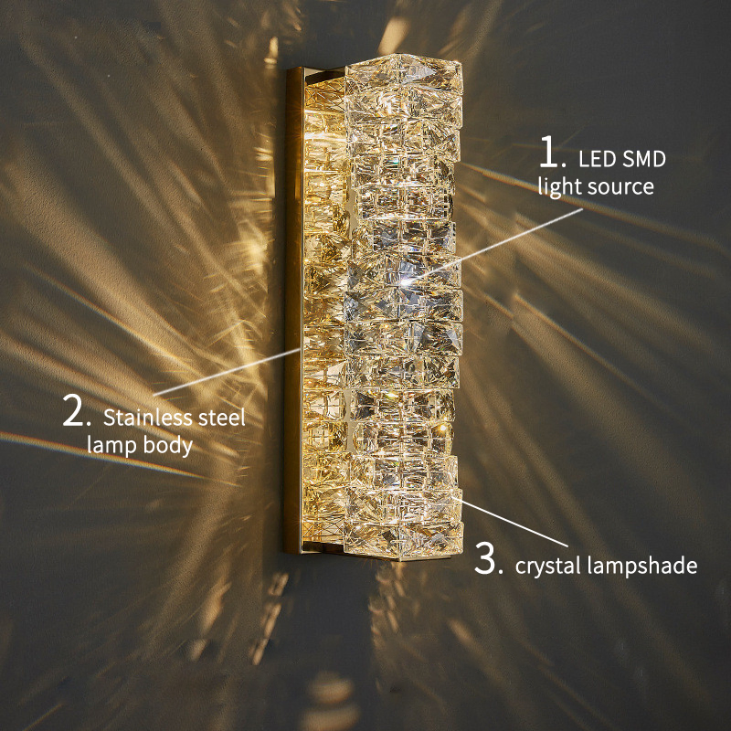 Indoor Luxury Design Decorative Modern LED Crystal Wall Lamp Corridor for Living Room Home Bedroom Bedside (B003)