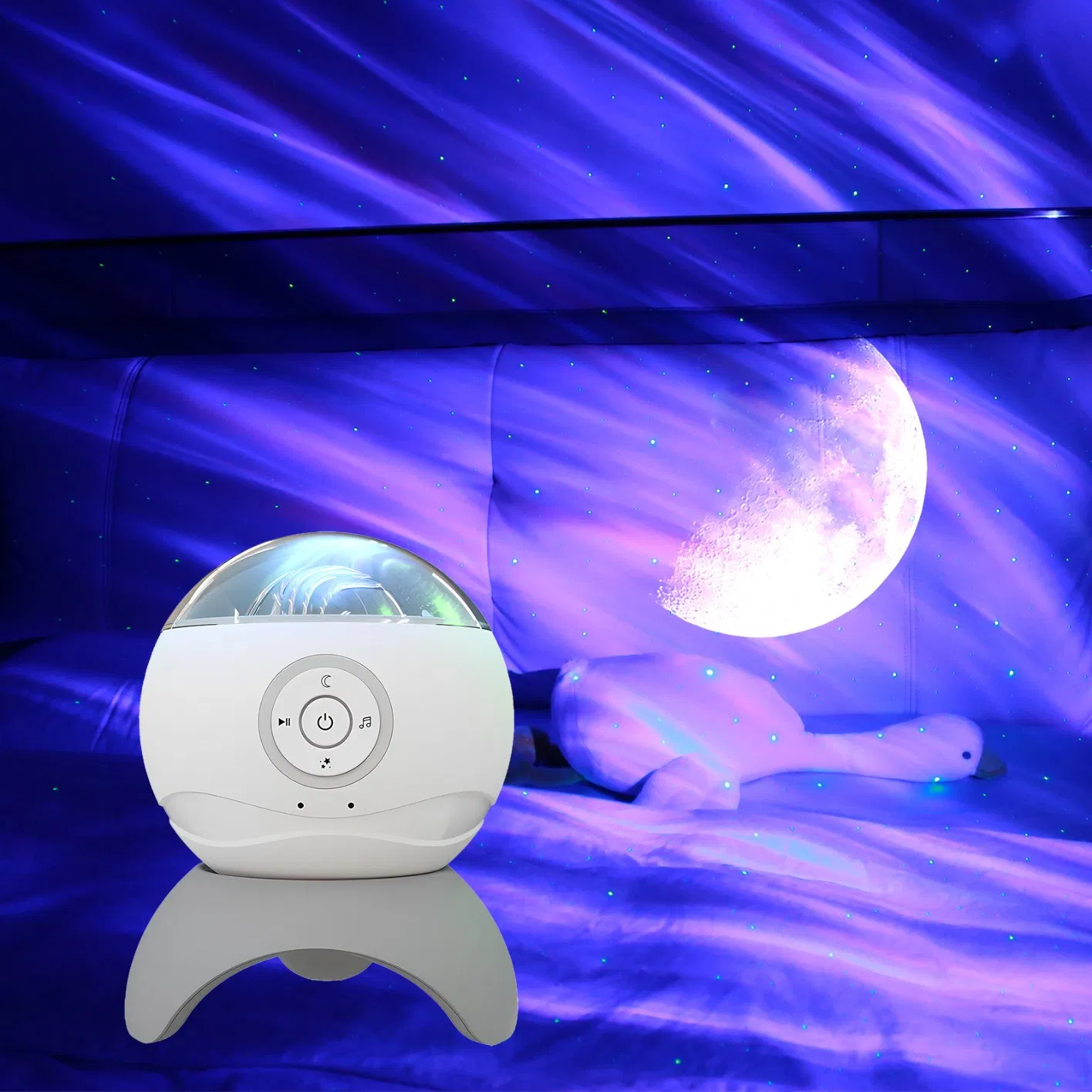 186 Auroral Projector Lamp Smart Home Sleep Bedside Lamp Voice Control Dimmable Water Wave Bright Moon Lamp