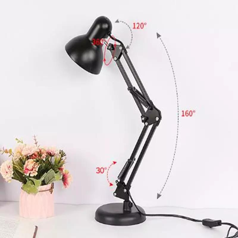 Metal Swing Arm Desk Lamp Adjustable Goose Neck Architect Nail Table Lamp Eye-Caring Reading Lamp for Home Office