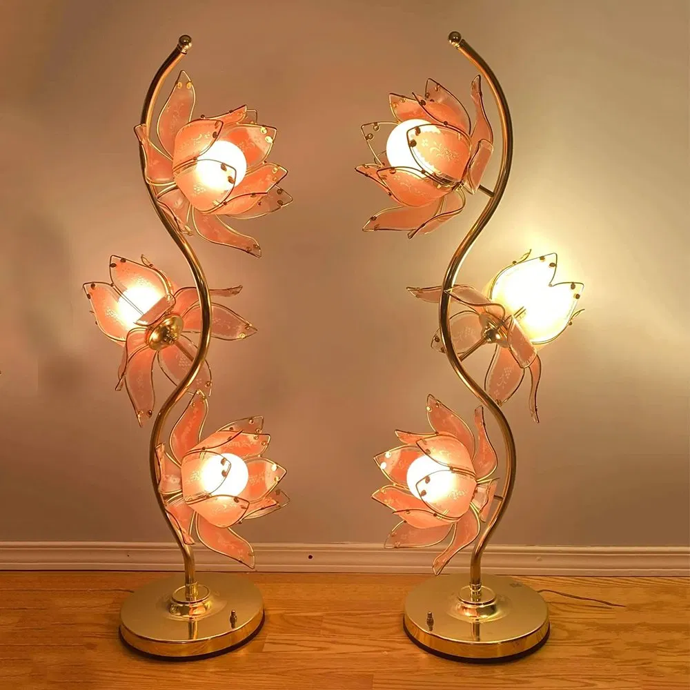 Best-Selling Modern Lotus LED Table Lamp Iron Glass Flower Design for Living Bedroom for Reading Study Custom