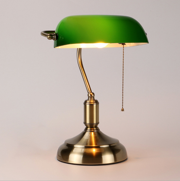 Nordic Banker Lamp Green Glass Table Lamp
