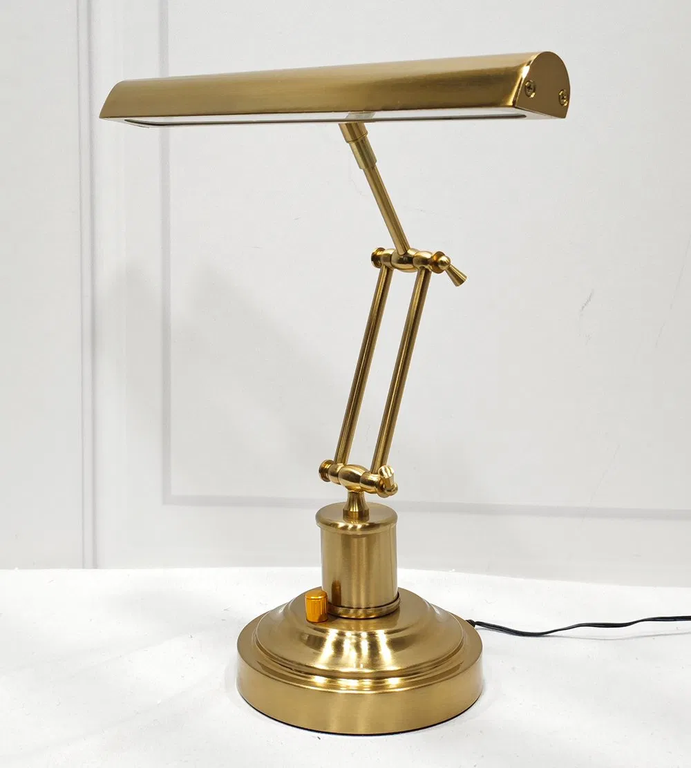 Traditional Antique Upright Piano Lamp LED Desk Reading Lamp Adjustable Banker Lamp in Polished Brass Finish