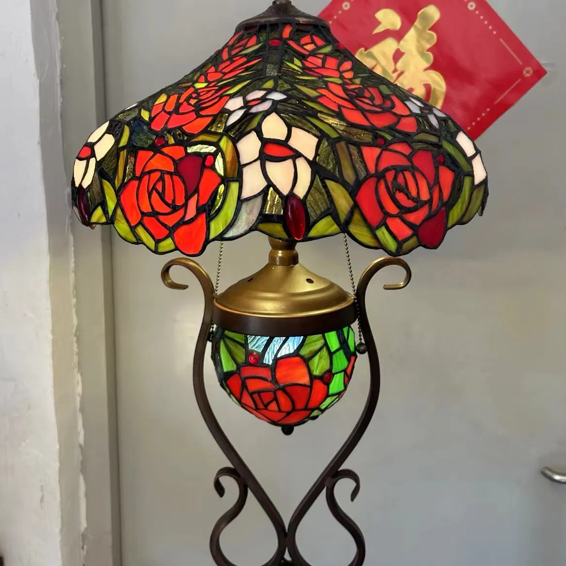 Tiffany Style Art Glass Work Table Lamp