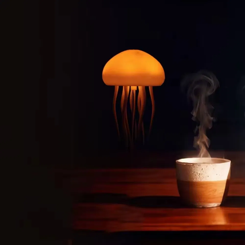 Night Light USB Replaceable DIY Jellyfish Lamp Smart Sound Control Art Decor Study Coffee Shop Bar Bedside Table Lamps