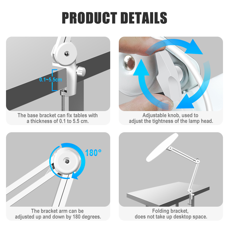 Manicure Salon Supplies 38W LED Desk Table Nail Lamp for Working Office Home