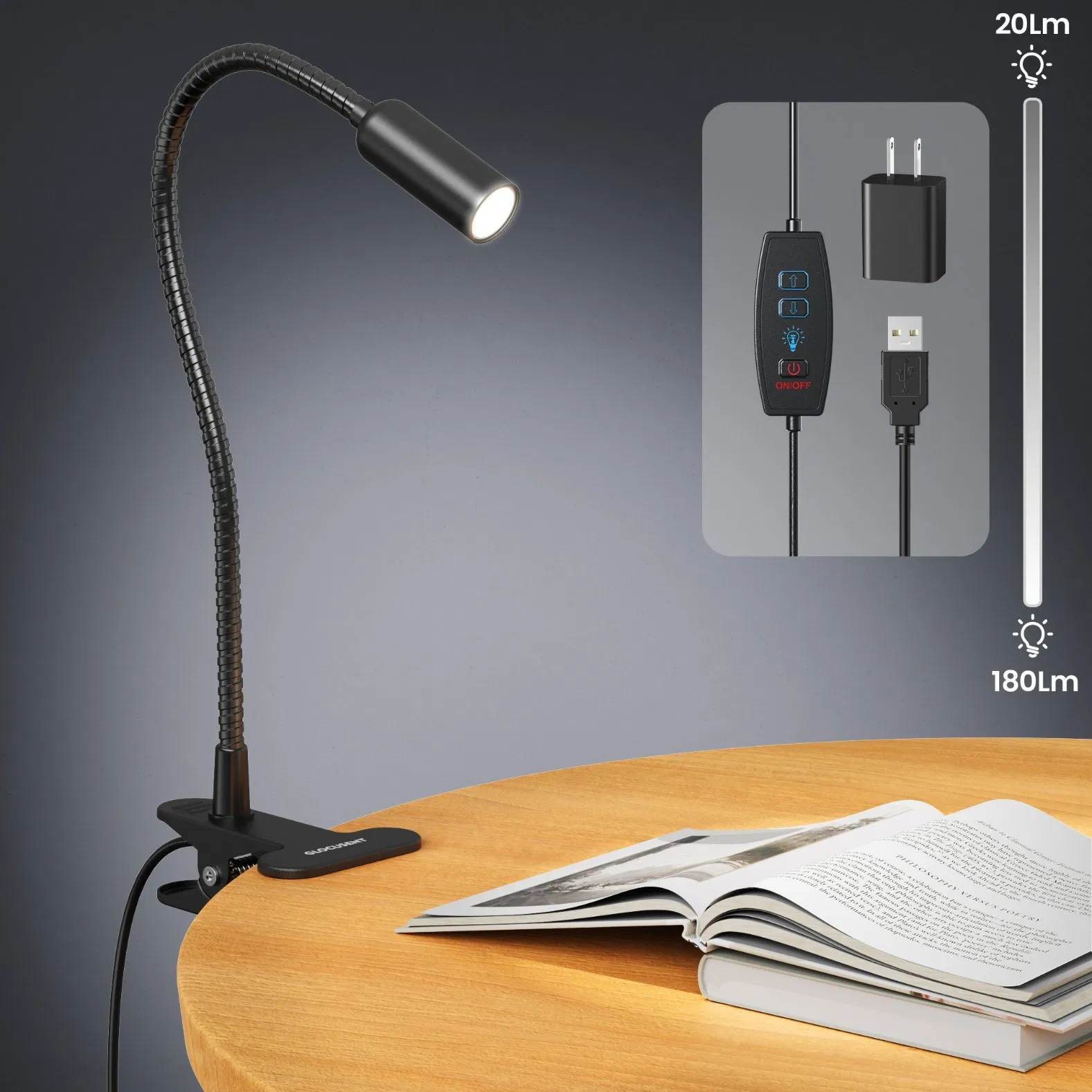 OEM Gooseneck Eye-Caring Clip-on Clamp LED Table Reading Light Task Desk Lamp