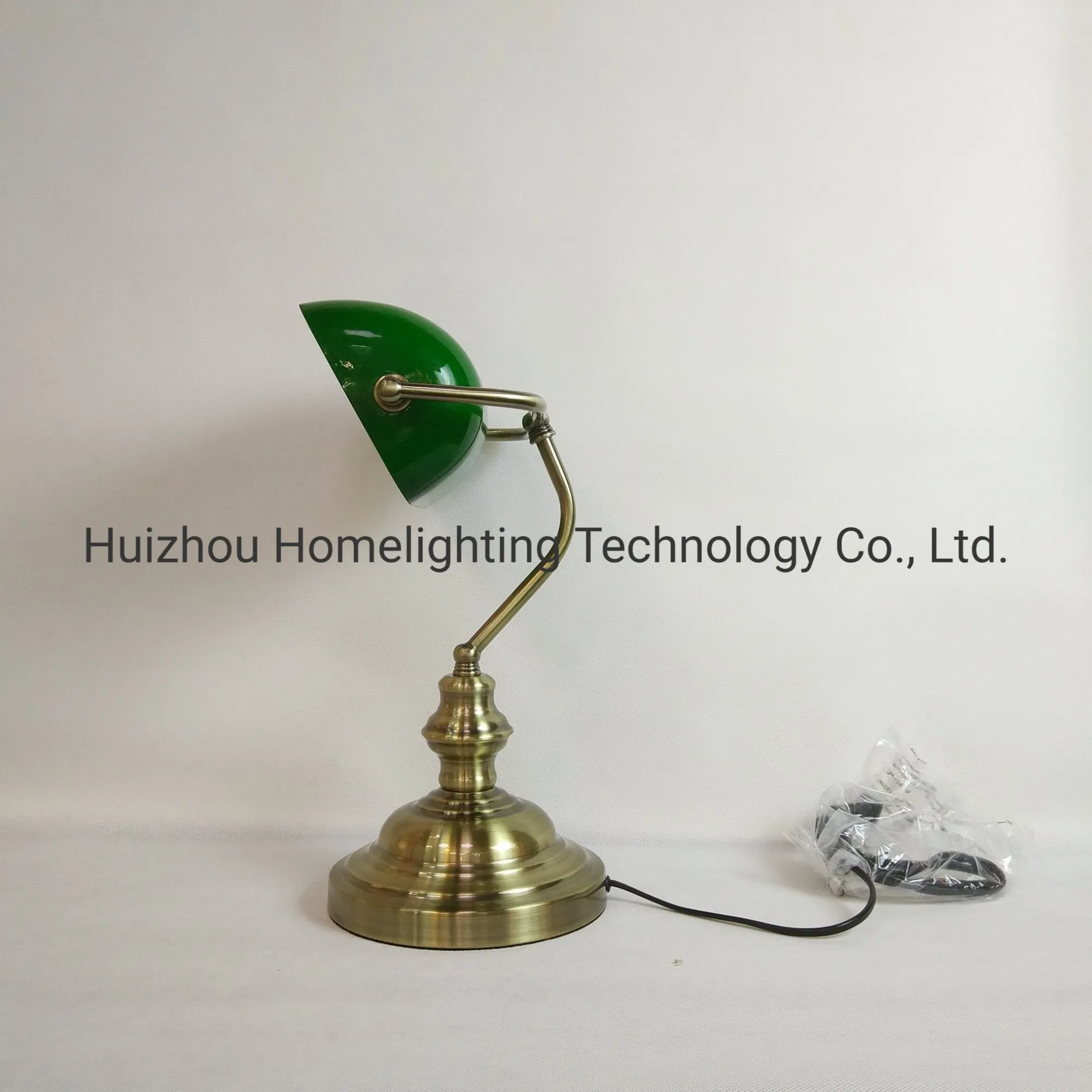 M-1099 Home Bedroom Living Room Pull Chain Green Banker Table Lamp