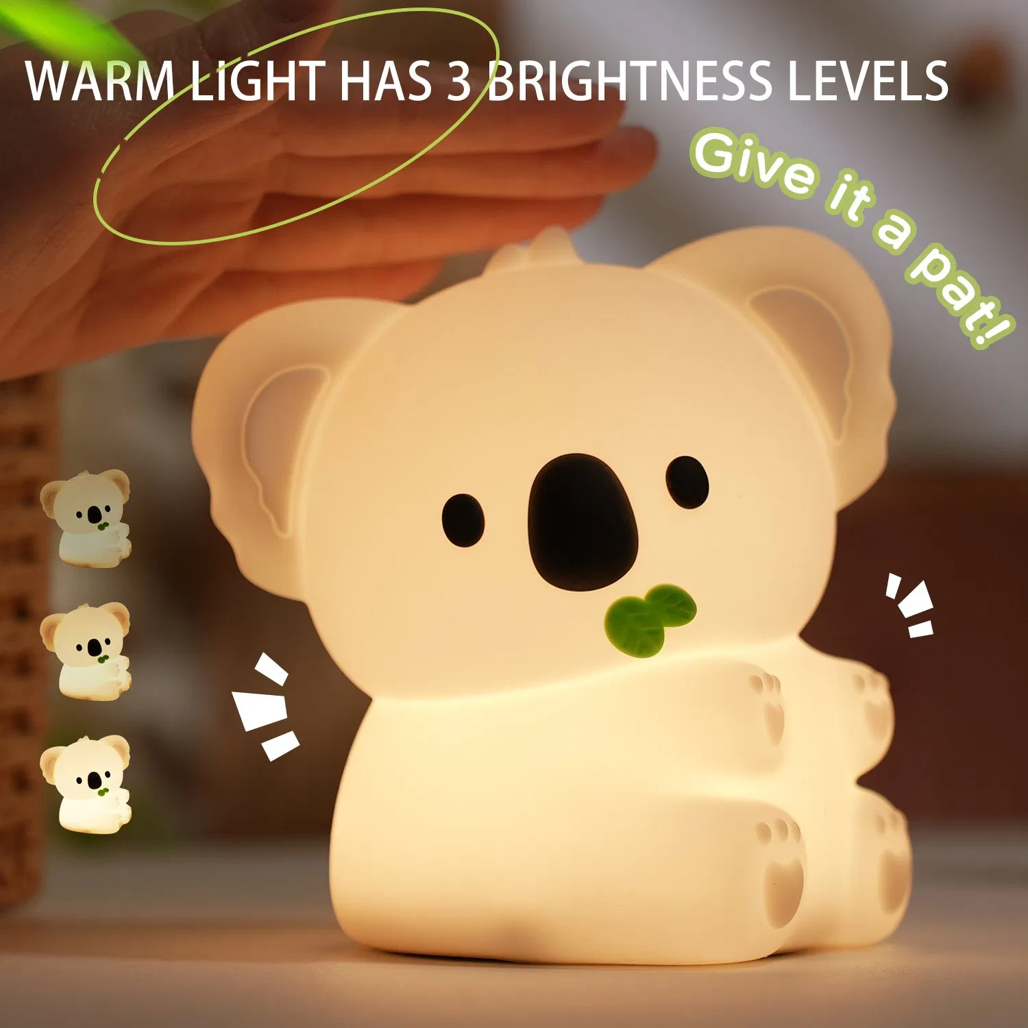 Koala Night Light, 7 Colors Dimmable Bedside Lamp, Touch Control Night Lamp with Timer for Kids Adults, Used for Camping Party Room Decor