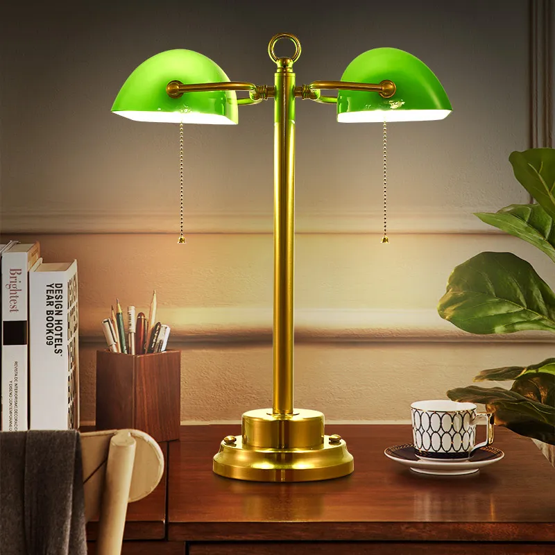 Vintage Brass Touch Lamp with Marble Shade for Study