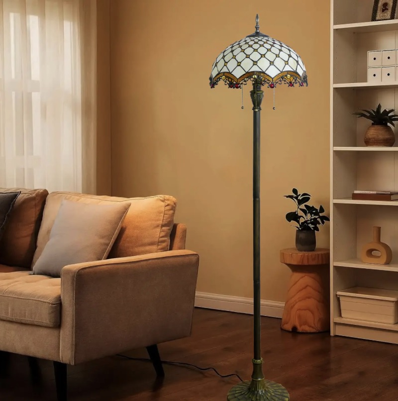 Modern Tiffany LED Floor Lamp - Stained Glass &amp; Iron Base, Wholesale (Hotel/Living Room)