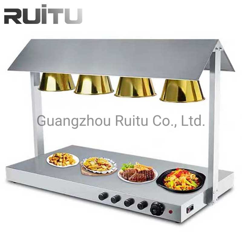 2 Tank Copper Stainless Steel Buffet Station Insulation Equipment Carving Light Food Barbecue Steak Pizza Warmer Heat Lamps Insulated Catering Buffet Table Lamp