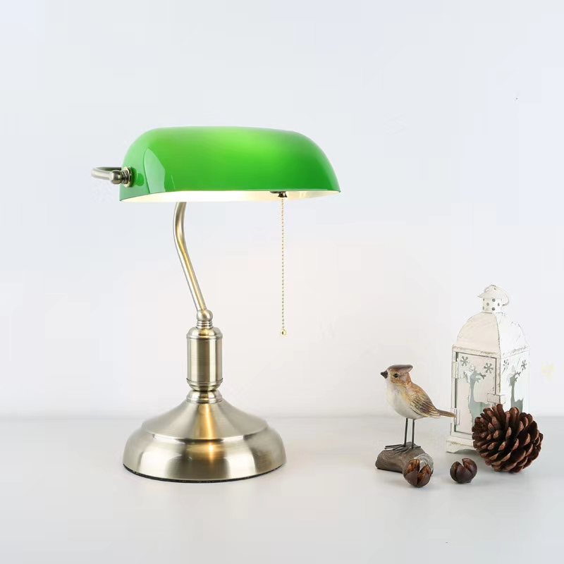 Nordic Banker Lamp Green Glass Table Lamp
