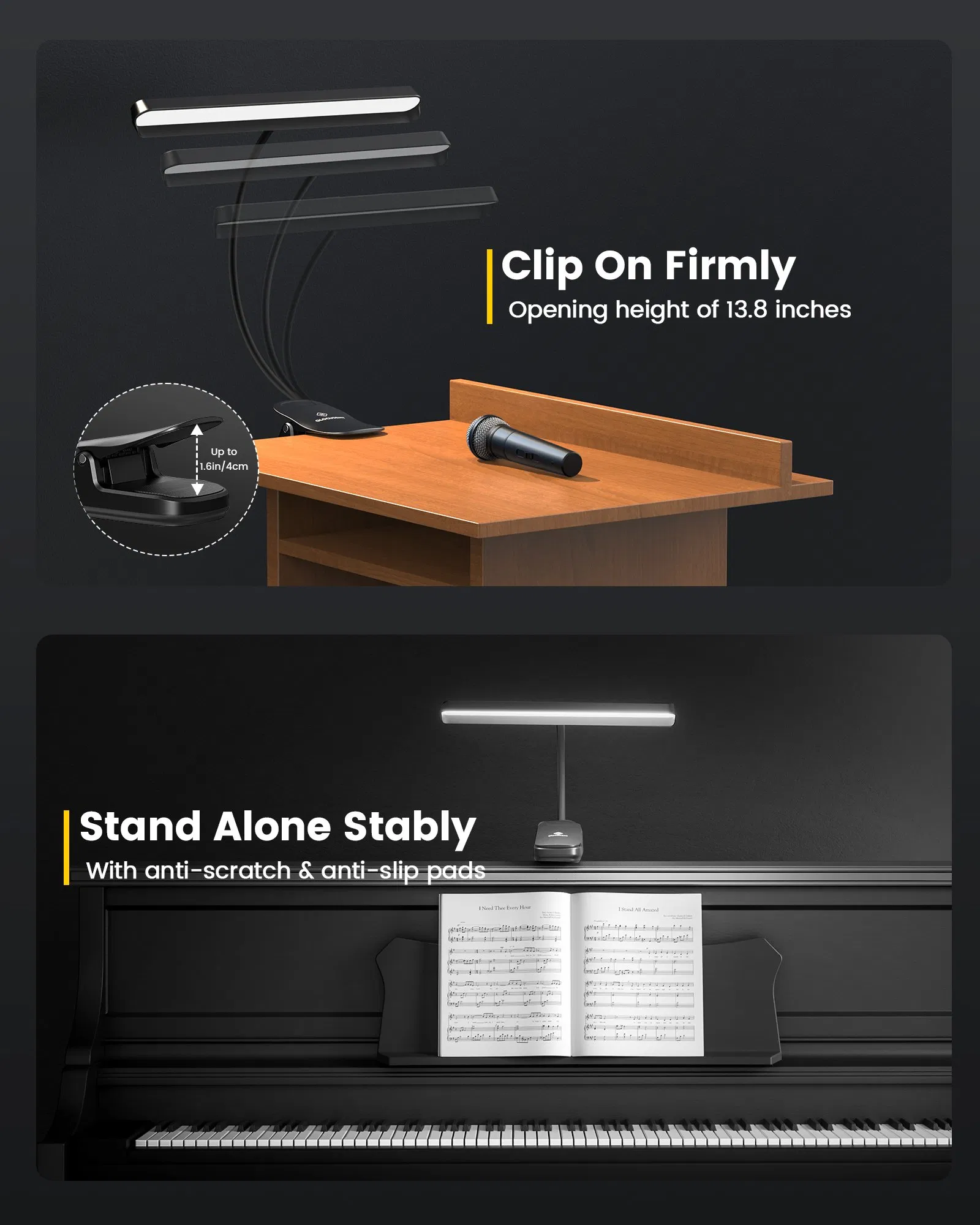 Upgraded Flexible Bendable Rechargeable 81-LEDs Super Bright Piano Light Music Stand Lamp