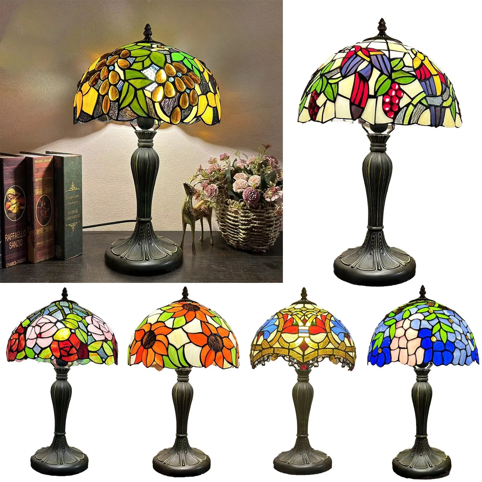 12 Inch Antique Stained Glass Tiffany Style Lamp Collection