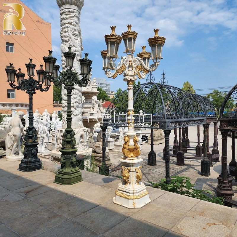 Luxury White Lighting Cast Iron Garden Lamp Posts Street Light Lamp