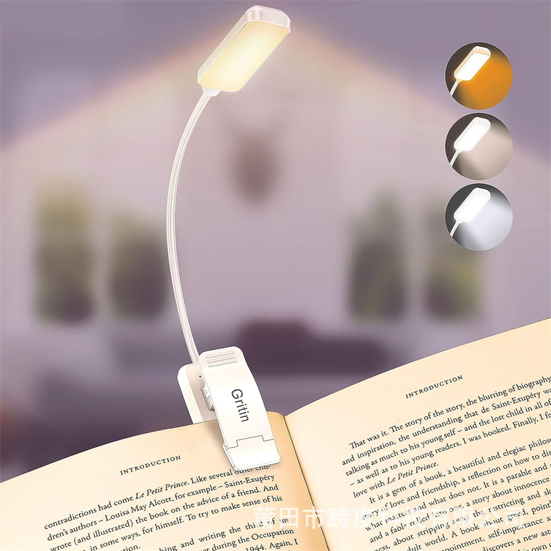 14LEDs Book Light USB Rechargeable Reading Light Warm Cool White Daylight Portable Flexible Easy Clip Night Reading Lamp