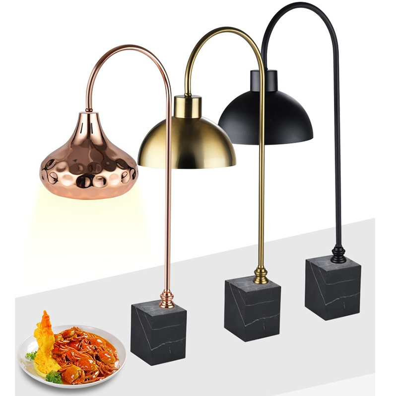 Restaurant Single Head Buffet Utensils Silver Food Insulation Lamp Preservation Light Infrared Heating Lamp Kitchen Catering Buffet Food Warmer Lamp