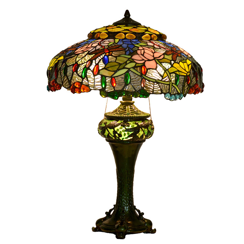Art Deco Stained Glass Dragonfly Restaurent Design Large Luxury Tiffany Style Lamp (WH-TTB-04)