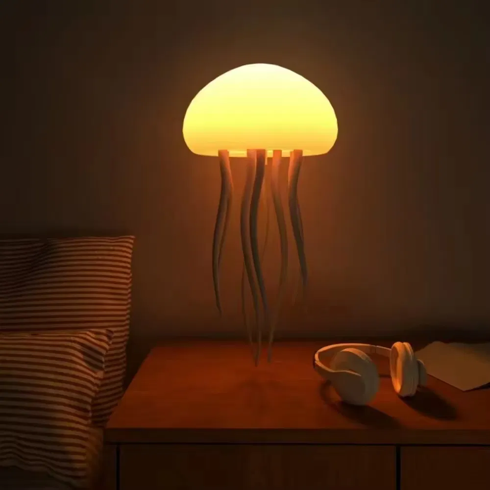 Night Light USB Replaceable DIY Jellyfish Lamp Smart Sound Control Art Decor Study Coffee Shop Bar Bedside Table Lamps