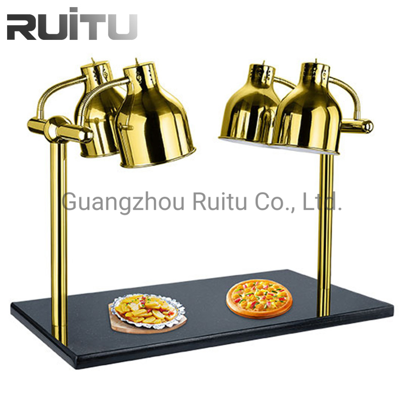 2 Tank Copper Stainless Steel Buffet Station Insulation Equipment Carving Light Food Barbecue Steak Pizza Warmer Heat Lamps Insulated Catering Buffet Table Lamp