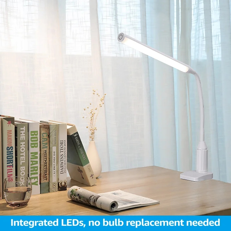 LED Desk Lamp with Clamp, Eye-Caring Clip on Lights for Home Office, Flexible Gooseneck, Metal, Swing Arm Architect Task Table Lamps