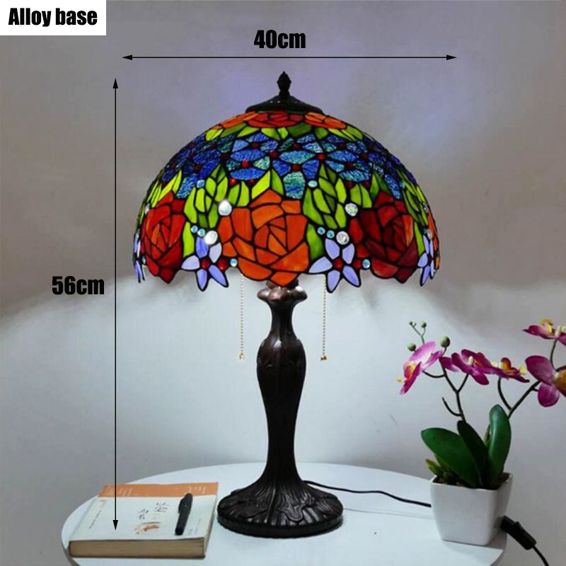 40cm Tiffany Table Lamp Rose Lampshade Bedroom Nightstand Lamp (WH-TTB-80)