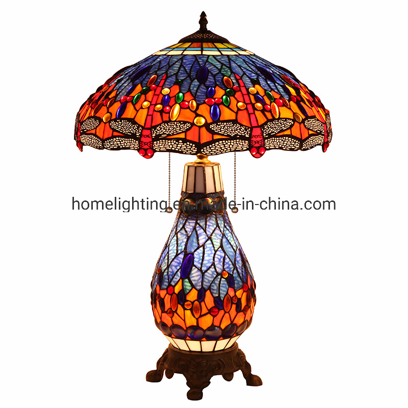 Tfd-1725r Decorative Living Room Dragonfly Tiffany Table Lamp