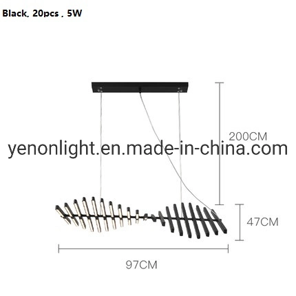 Piano Key Lamp Body Design Fishbone Style LED Iiron Pendant Light