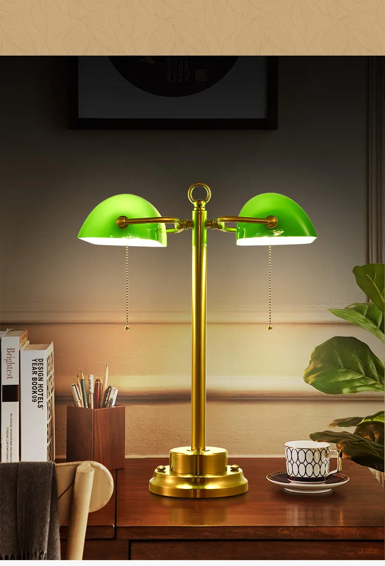 Vintage Brass Touch Lamp with Marble Shade for Study
