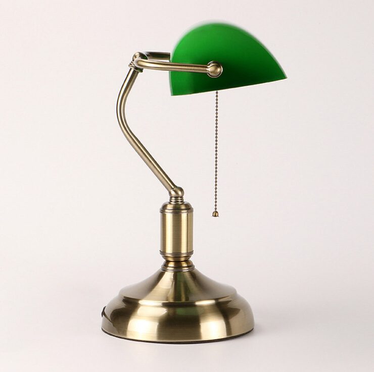 Nordic Banker Lamp Green Glass Table Lamp