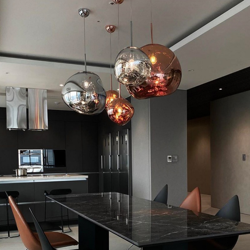 Lava Ball Drop Pendant Light Art Decor Nordic Modern Creative Golden Acrylic Hanging Lamp for Home Villa Hotel Gallery (ZY-RD8029)