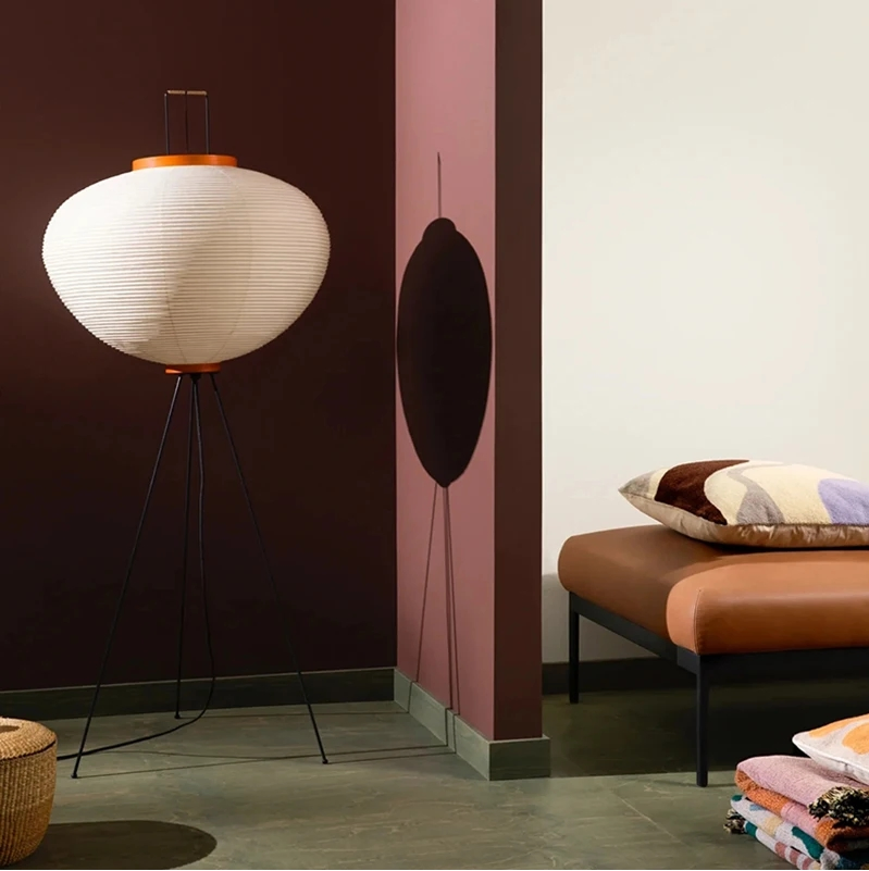 Japanese Noguchi Rice Paper Lamp Nordic Retro Living Room Bedroom Home Decoration Bedside Standing Lamp
