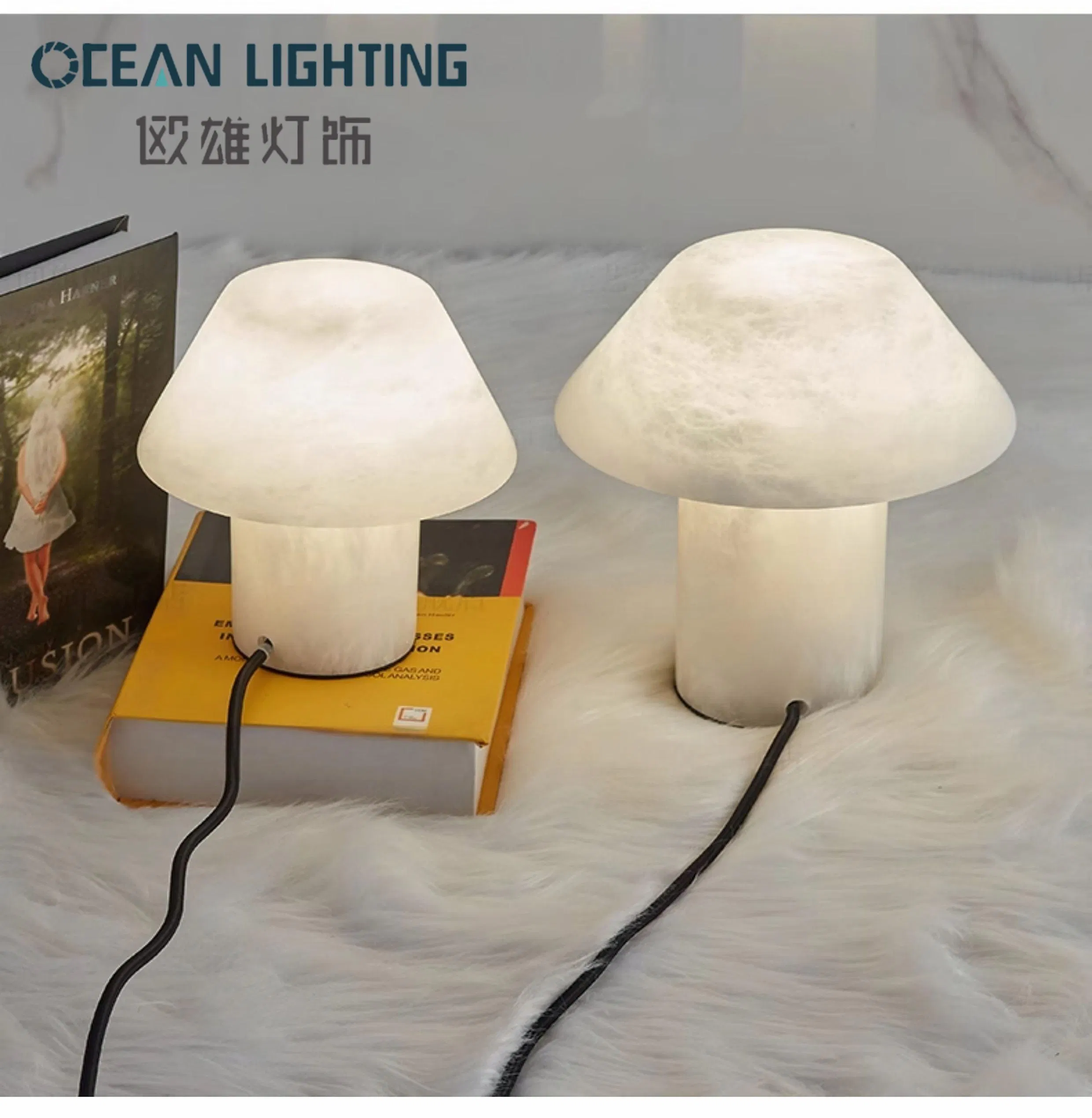 Modern Home Decor Nordic Simple Sconce Indoor Marble Reading Lighting Spanish Alabaster Stone Table Lamp