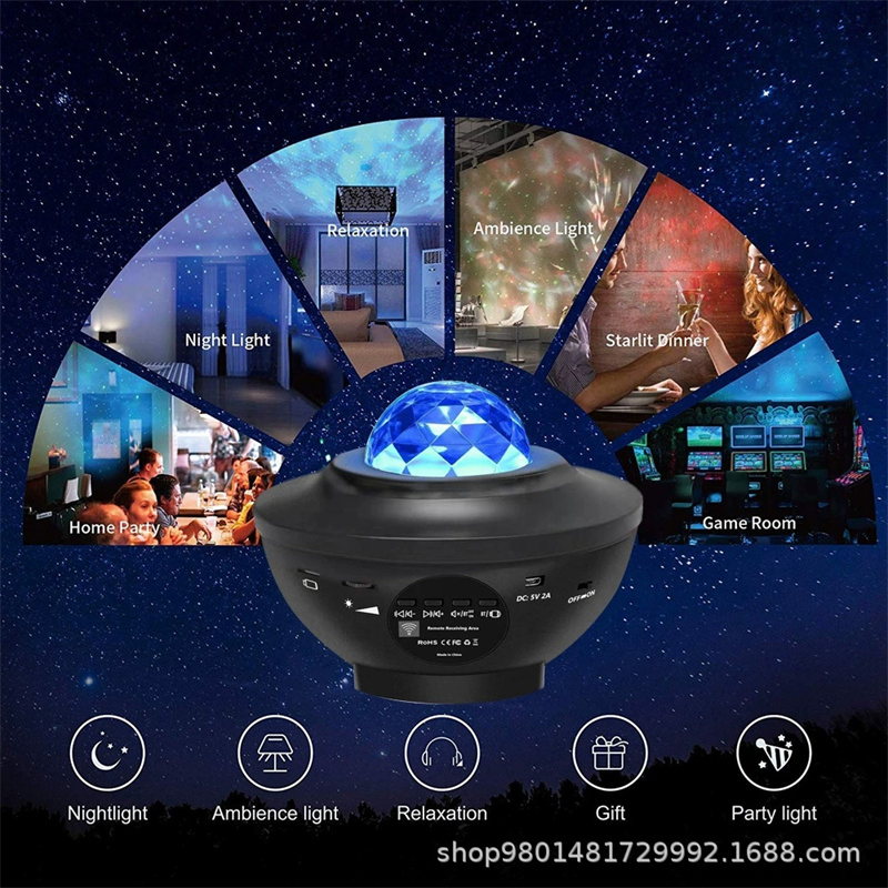 Music Player Aurora Star Projector Smart RGB Starry Stage DJ Lamp Speaker Kids Bedroom Lava LED Night Lightfor Child Kids Gift