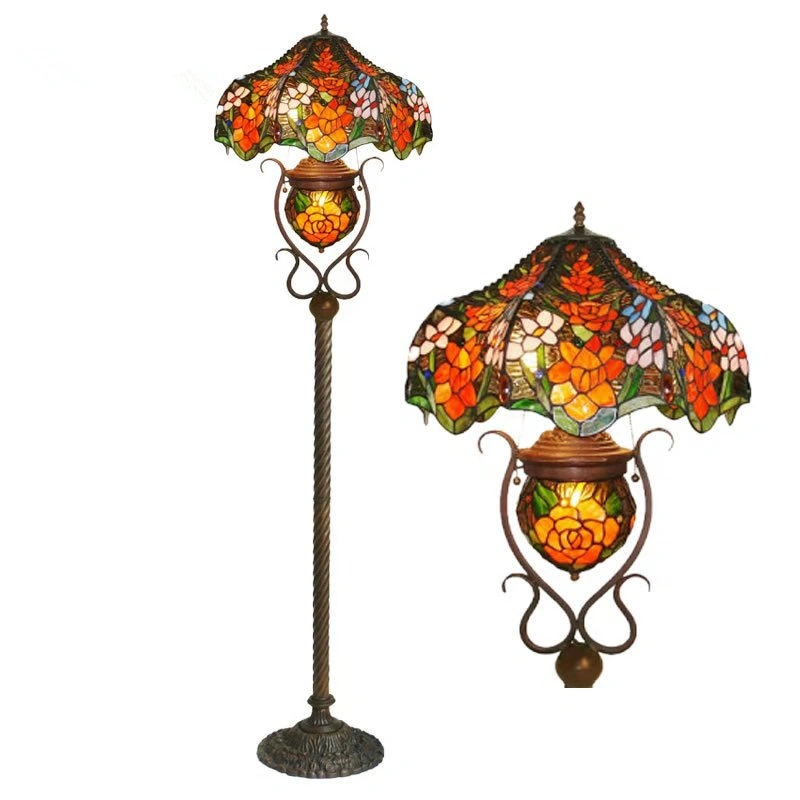 Grapes Flowers Vintage Tiffany Floor Lamp
