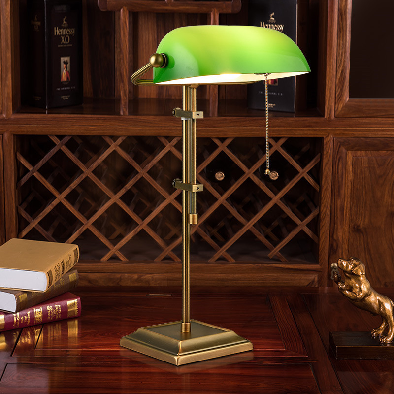 Vintage Brass Touch Lamp with Marble Shade for Study
