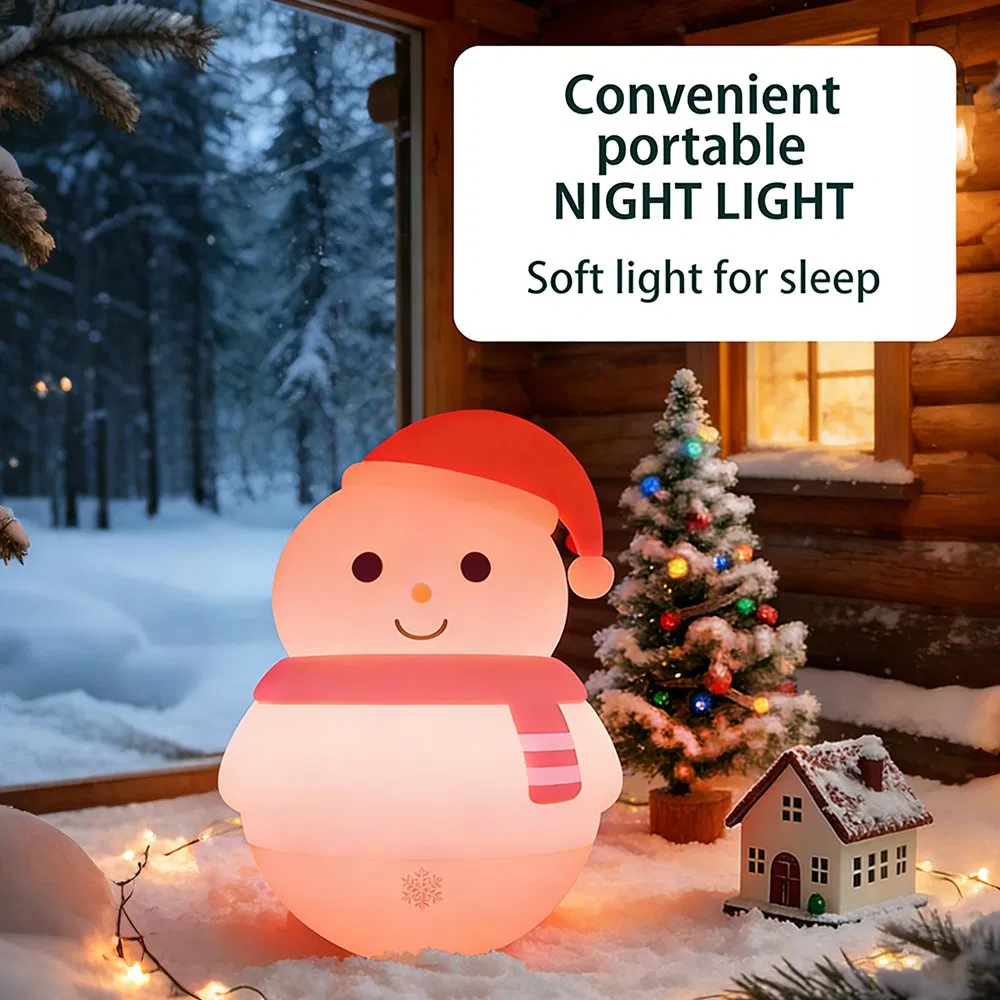 116 Snowman Silicone Lamp 360° Rotatable Rechargeable Kids Night Light Christmas Decor Light