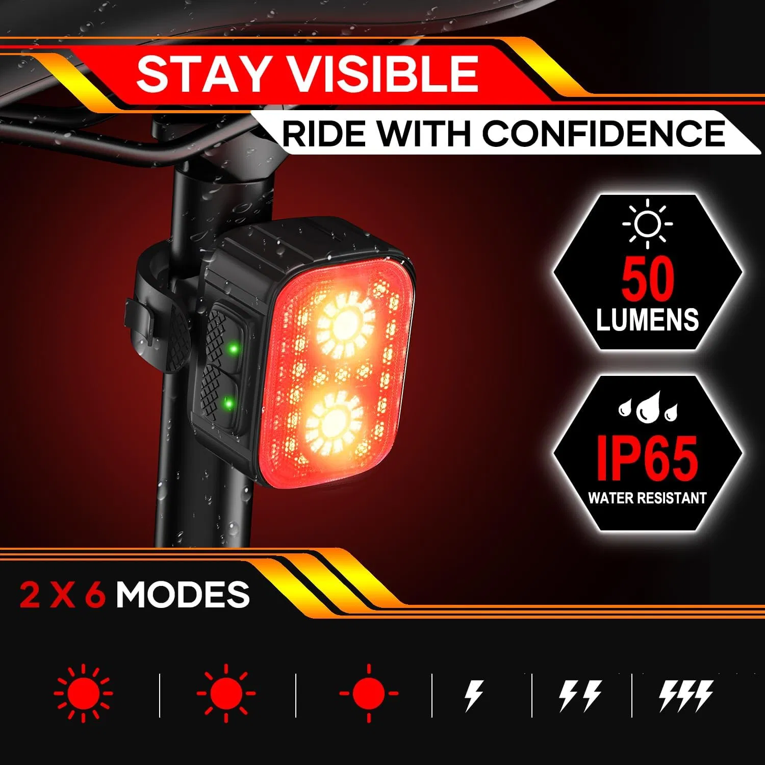 Bike Lights, Rechargeable Bicycle Lights Set Super Bright 8+12 Modes, Ipx6 Waterproof Bike Lights for Night Riding/Cycling Safety, Front and Back Taillight Refl