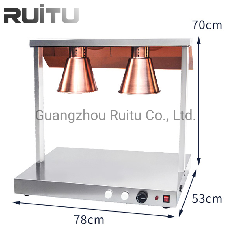 2 Tank Copper Stainless Steel Buffet Station Insulation Equipment Carving Light Food Barbecue Steak Pizza Warmer Heat Lamps Insulated Catering Buffet Table Lamp