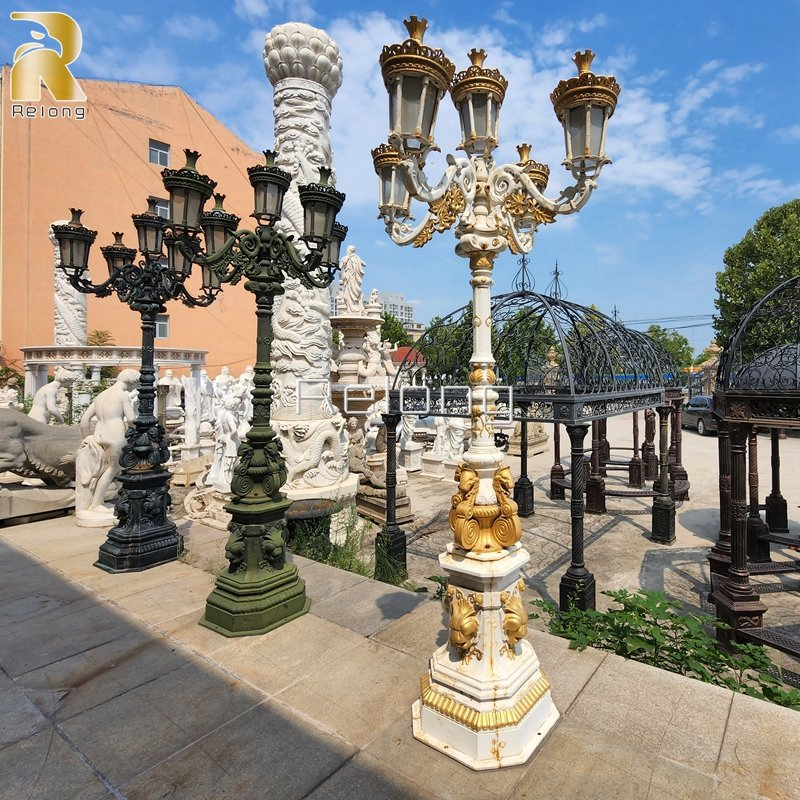 Luxury White Lighting Cast Iron Garden Lamp Posts Street Light Lamp