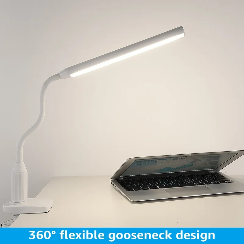 LED Desk Lamp with Clamp, Eye-Caring Clip on Lights for Home Office, Flexible Gooseneck, Metal, Swing Arm Architect Task Table Lamps