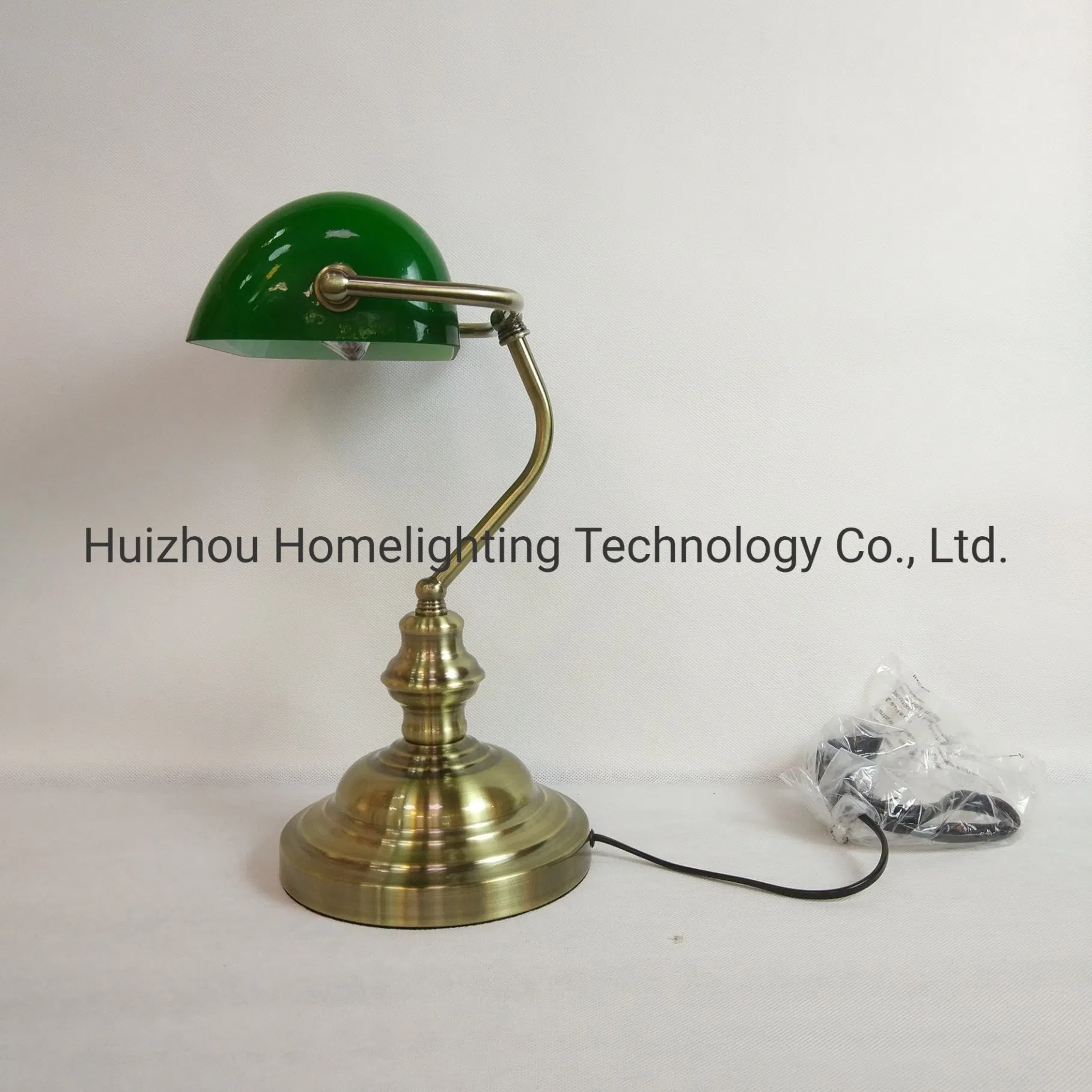 M-1099 Home Bedroom Living Room Pull Chain Green Banker Table Lamp