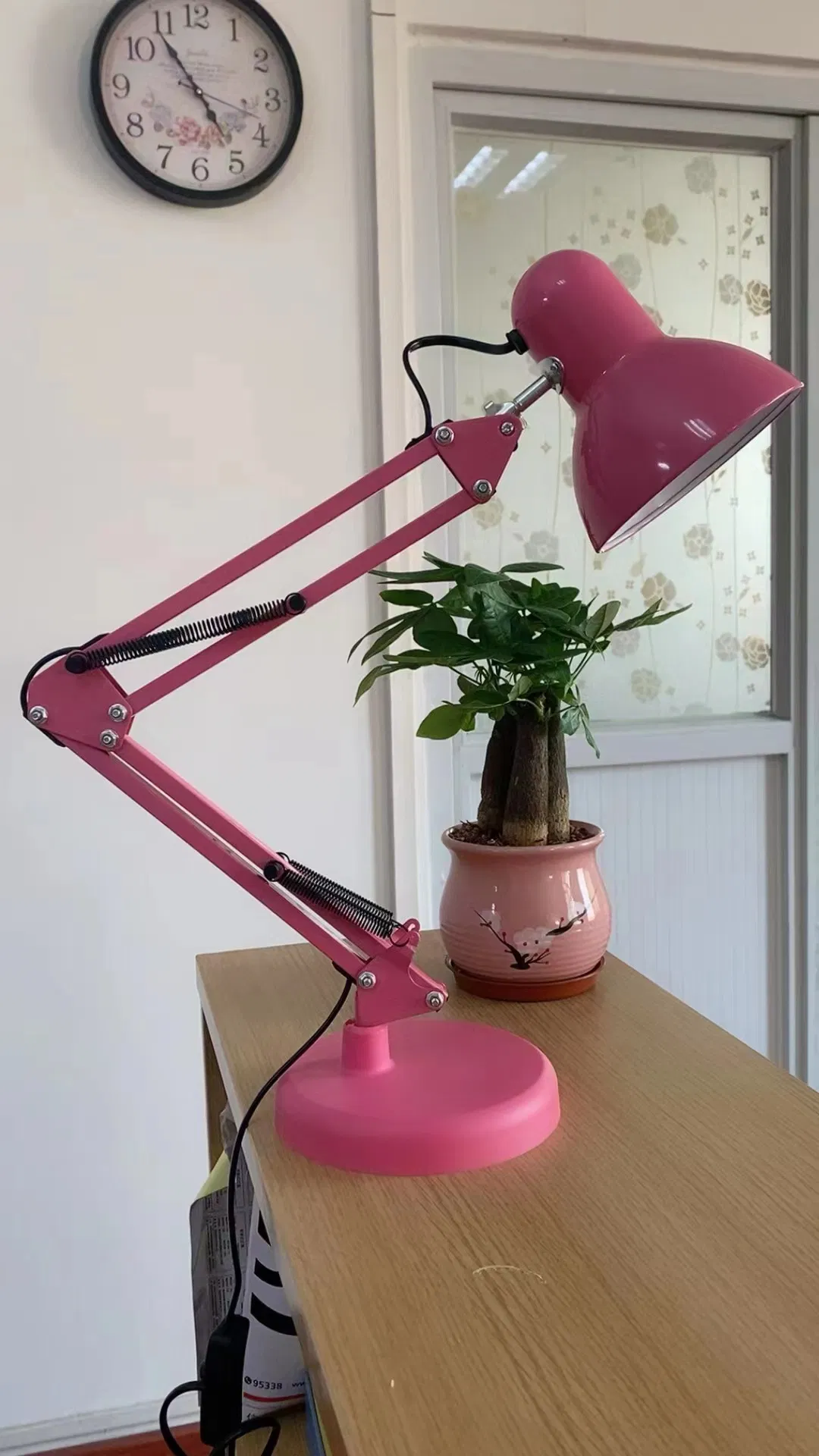 Metal Swing Arm Desk Lamp Adjustable Goose Neck Architect Nail Table Lamp Eye-Caring Reading Lamp for Home Office