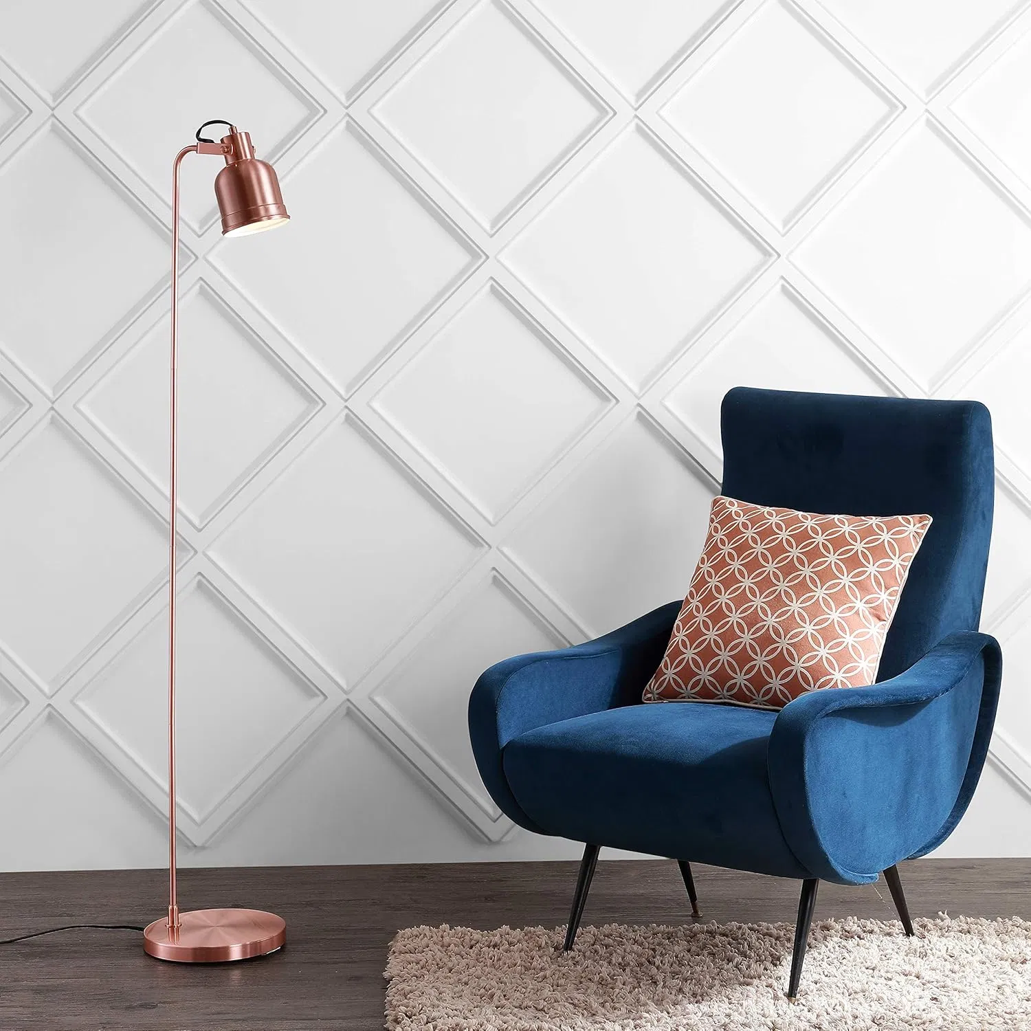 Metal Task LED Contemporary Transitional Modern Minimalist Copper Floor Lamp