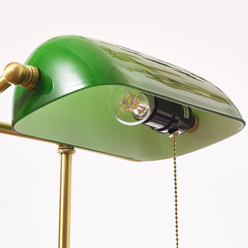 Vintage Brass Touch Lamp with Marble Shade for Study