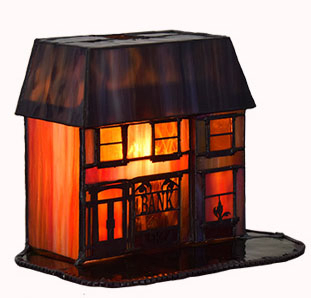 Tiffany Style Table Lamp Stained Glass Small House Night Lamp for Decoration