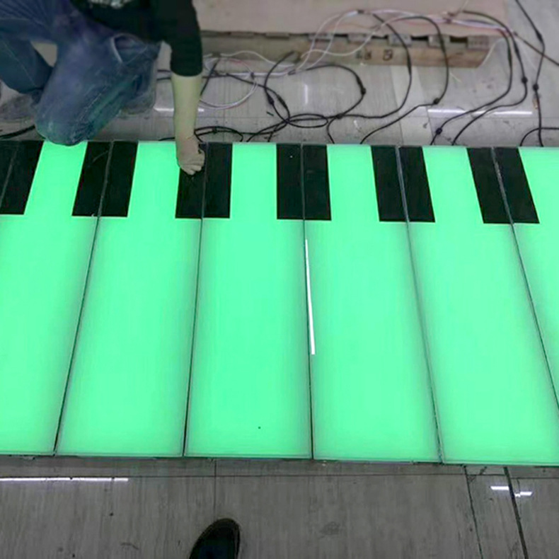 LED Piano Induction Floor Tile Lamp Foot Stepping on Floor Lamp Interactive Ground RGB Induction Brick Stage Light Music