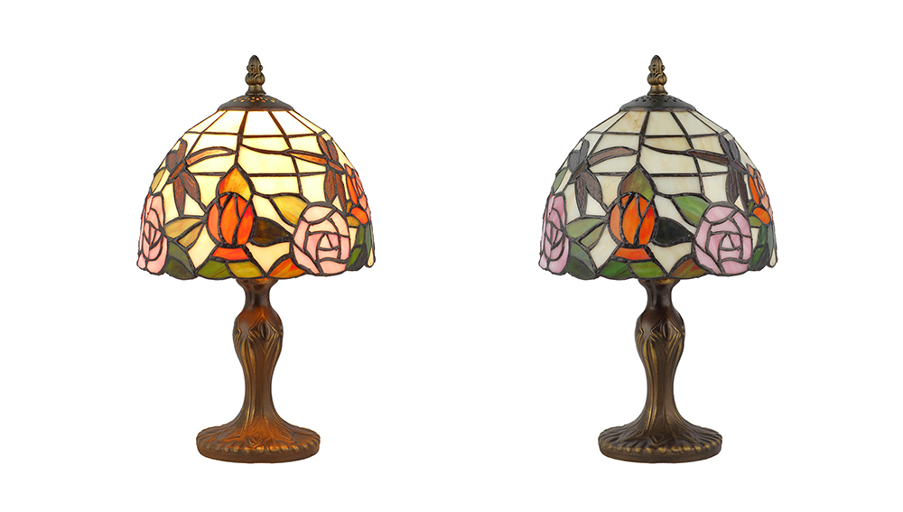 Tiffany Style Handmade Light Rose Flower Stained Glass Ceiling Vintage Art Decor Pendant Table Lamp Wholesale Lighting Suppliers